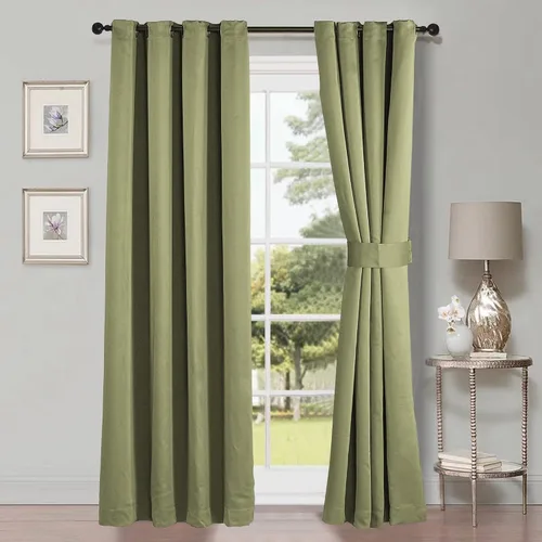 Miniatura 12 de HESTIN Juego de cortinas opacas de 4 piezas (incluye 2 paneles y 2 alzapaños), cortinas opacas con aislamiento térmico sólido con ojales