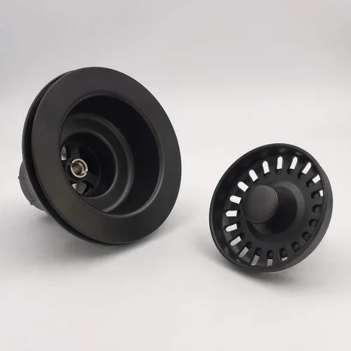 Miniatura 3 de GZILA Colador y tapón de drenaje para fregadero de cocina de 3-1/2 pulgadas, color negro mate con cesta de basura extraíble a juego para fregaderos