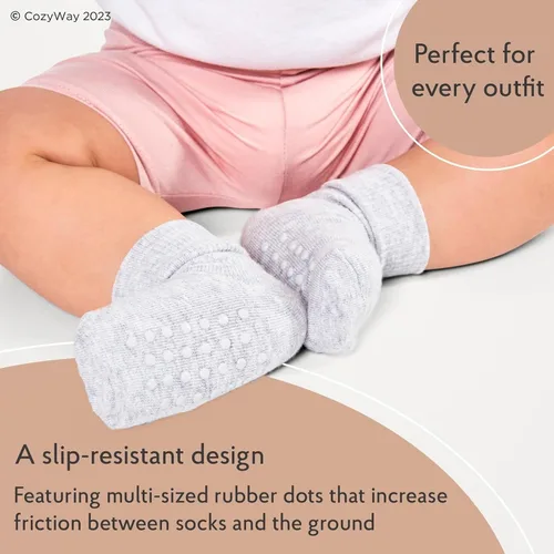 Miniatura 3 de CozyWay Baby & Toddler Socks With Grippers Non Slip Low Cut Grip Socks for Girls and Boys Soft Comfy Cotton 12 Pack