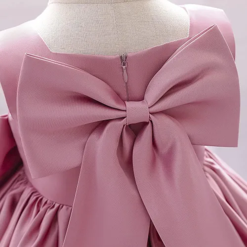 Miniatura 6 de 6M-8T - Vestido de fiesta de tutú para bebé, con lazo grande, para concurso de cumpleaños, para bautizo
