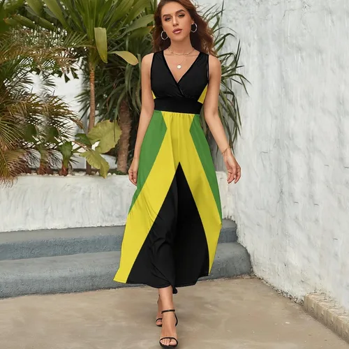Miniatura 4 de Vestidos casuales con estampado de la bandera de Jamaica para mujer, top de verano, talla L