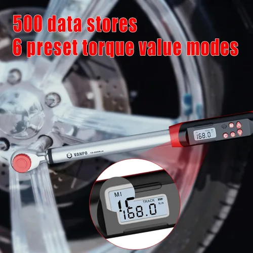 Miniatura 2 de VANPO Llave dinamométrica digital de 1/2 pulgada, 7.38-147.5 libras/10-200 NM, llave dinamométrica electrónica ajustable de doble dirección