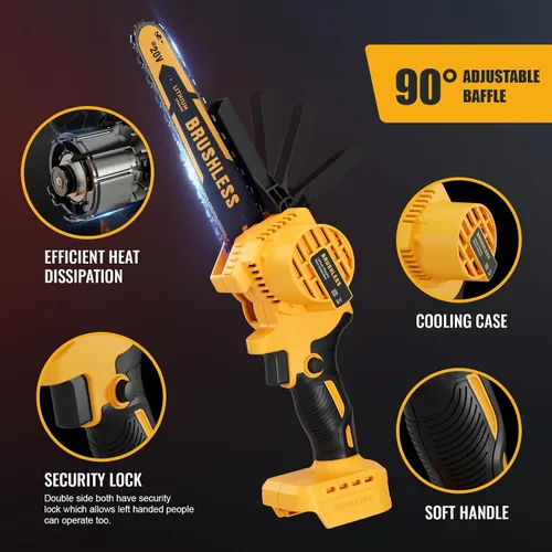 Miniatura 4 de Mini motosierra inalámbrica de 8 pulgadas para batería Dewalt 20V MAX alimentada por electricidad (SIN batería), motosierra eléctrica, motosierra