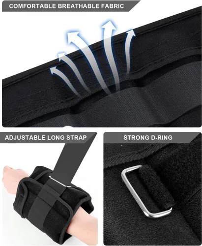 Miniatura 2 de Pesas de tobillo ajustables de 1-3/4/5/6/8/10/12/15/20 libras, par con peso extraíble para correr, gimnasia, aeróbic, terapia física