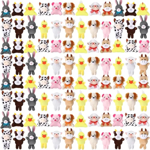 Miniatura 9 de Zhanmai 100 piezas de mini animales de peluche a granel, juguetes de animales pequeños, llaveros para fiestas, huevos de Pascua para niños