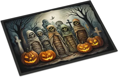 Miniatura 51 de Caroline's Treasures DAC2223MAT - Felpudo espeluznante de Halloween con gato negro de 18 x 27 pulgadas, tapete para puerta delantera