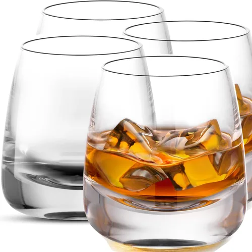 Ohnijialit - Vasos de whisky de cristal de alta calidad de 10 onzas para cócteles antiguos, vasos gruesos con fondo pesado, vasos de whisky soplados