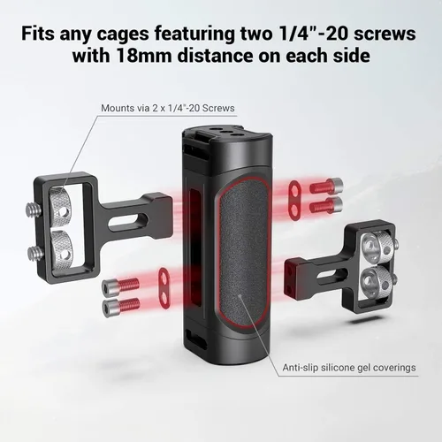 Miniatura 4 de SMALLRIG Mini Mango Lateral Empuñadura con Doble Montaje de Tornillo 1/4"-20 para Cámara Digital sin Espejo Cámara DSLR Jaula de Cámara Pequeña