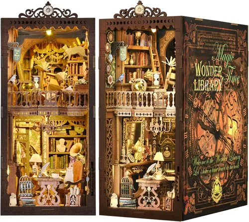 Miniatura 14 de Kit de Rincón de Libros, Kits de Rincón de Libros para Adultos, Construcción de Modelo de Rincón de Libros DIY, Rompecabezas de Madera 3D DIY