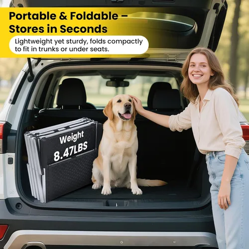 Miniatura 6 de Escaleras para perros grandes, rampa extra ancha para perros con superficie antideslizante, rampa plegable y portátil para automóvil para SUV