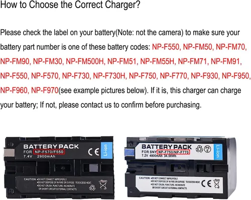 Miniatura 2 de Cargador de batería NP-F550 para Sony NP-FM50, FM70, FM90, FM30, FM500H, FM51, FM55H, FM71, FM91, F550, F570, F730, F730H, F750, F770, F930, F950