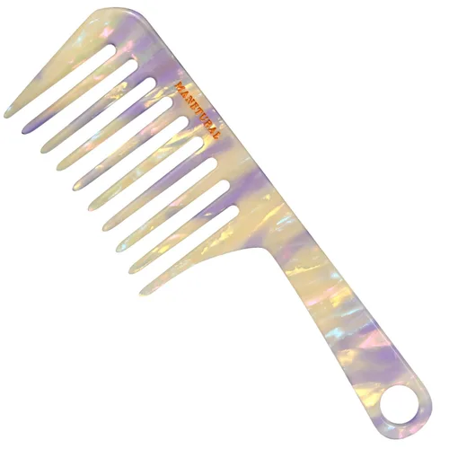 Miniatura 20 de D1 Peine de mango de dientes anchos para cabello rizado Eleva, conserva el rizo, suaviza el cabello. Peine de acetato (morado brillante)