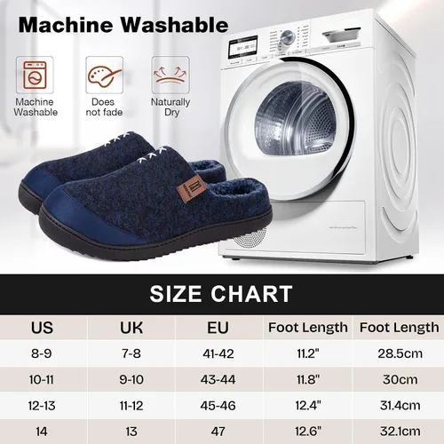Miniatura 6 de MERRIMAC Pantuflas de espuma viscoelástica de punto para hombre, cómodas, con forro de sherpa