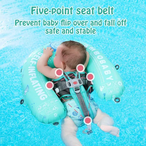 Miniatura 3 de Mambobaby - Flotador infantil autoinflable con toldo para piscina, cama flotante plegable/comprimible para bebé, flotador de natación para niños