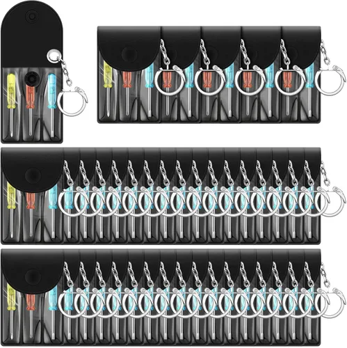 Miniatura 23 de Jutom Juego de 100 mini destornilladores y llaveros a granel, incluye 3 mini destornilladores en una bolsa portátil con broche a presión con gancho