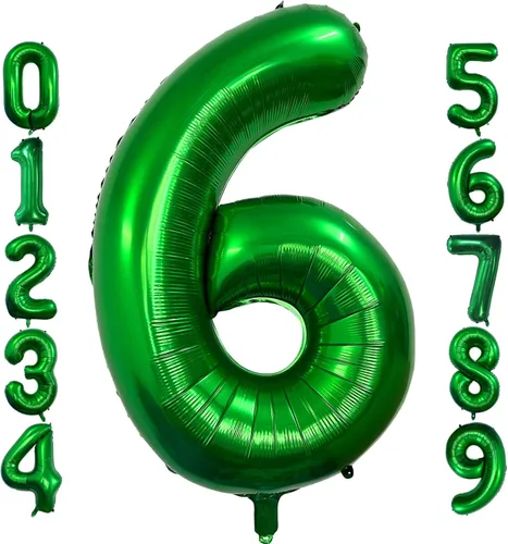 Miniatura 14 de Globo de 40 pulgadas color verde oscuro número 4 gigante, de papel de aluminio de Mylar gigante, globos de helio verde oscuro para fiestas