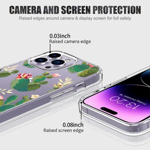 Miniatura 3 de LUHOURI Funda diseñada para iPhone 14 Pro Max con protector de pantalla, acrílico transparente para mujeres y niñas, funda protectora de ajuste
