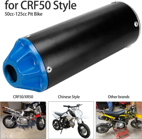 Miniatura 5 de FVRITO Kit de montaje de tubo silenciador de escape de alto rendimiento para CRF50 XR50 70cc 110cc 125cc Taotao DB14 DB10 SSR SR110 Rocketa xpro Azul