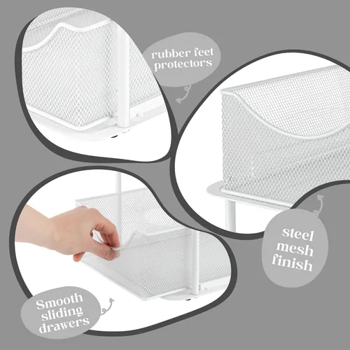 Miniatura 5 de Sorbus Organizadores y almacenamiento de baño de 2 niveles para debajo del fregadero, cajones deslizantes de malla de acero fuerte para un mejor