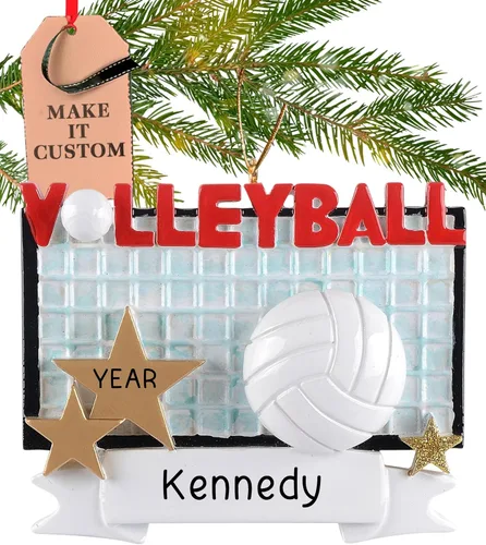 Adorno de voleibol personalizado 2024 – Personalización rápida y gratuita las 24 horas – Adorno de Navidad deportivo para árbol – Recuerdo de