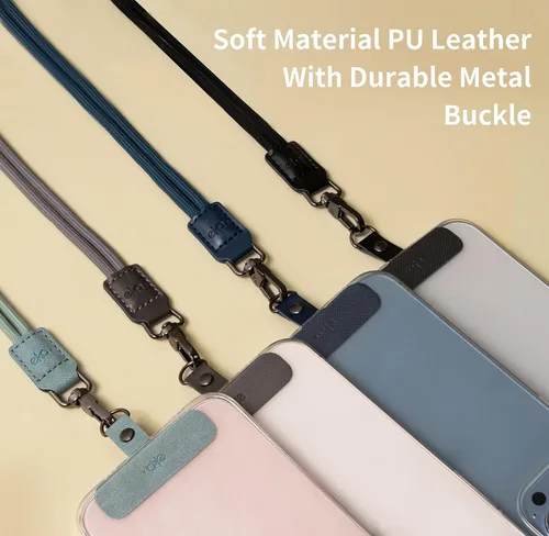 Miniatura 5 de EKAX Cordón para teléfono, 1 correa cruzada personalizable para el cuello, 1 pestaña de piel sintética extraíble, soporte manos libres para Rosa