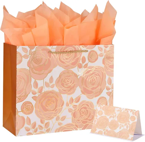 Miniatura 14 de SUNCOLOR Paquete de 2 bolsas de regalo grandes de 13 pulgadas con papel de seda para él, feliz cumpleaños, bolsas de papel ecológicas con asas