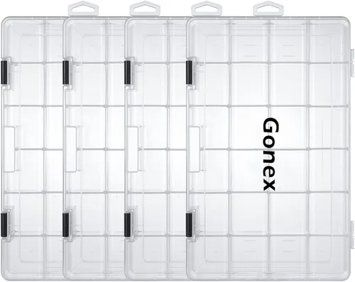 Miniatura 9 de Gonex Cajas de aparejos de pesca, bandejas de aparejos 3600 3700 con divisores ajustables, organizador de caja de aparejos de plástico transparente