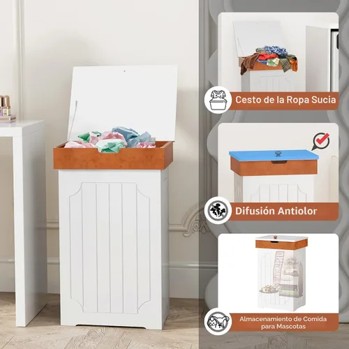 Miniatura 9 de Home-Like cubo para basura de madera con tapa, de 13 galones, ideal para basura reciclable, de 16” de ancho x 13” de profundidad y x 26.5” de alto.