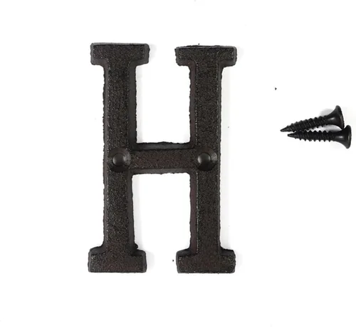 Miniatura 10 de Letras del abecedario de 3" en metal de hierro fundido decorativas, estilo clásico, para colgar letreros de pared, dirección, nombre, letrero