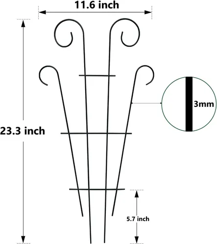 Miniatura 7 de Thealyn Paquete de 4 enrejados de plantas de 23 pulgadas para plantas en maceta, enrejado de jardín de metal para plantas trepadoras, soporte
