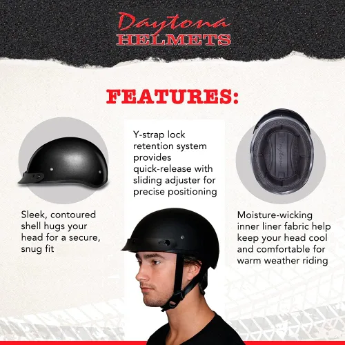Miniatura 4 de Casco de Motocicleta Medio Casco - Ligeros y Elegantes, Aprobados por el Departamento de Transporte (DOT) para Adultos - Perfectos para Hombres