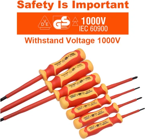 Miniatura 2 de Edward Tools Juego de destornilladores aislados de 8 piezas, destornilladores Phillips de 1000 voltios y ranurados para electricistas, puntas