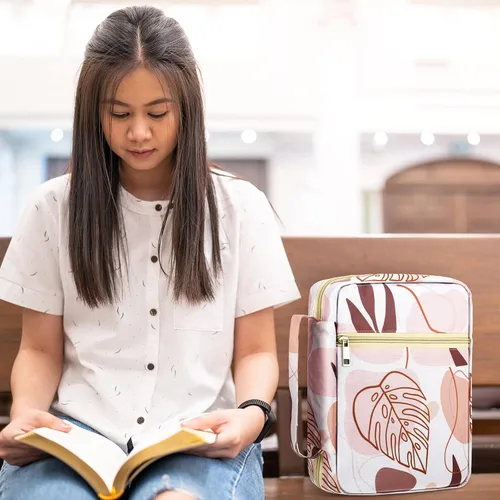 Miniatura 7 de Laumoi Funda para la Biblia para mujer, funda de Biblia floral de 10 pulgadas, bolsa protectora portátil para suministros de estudio bíblico, Varios