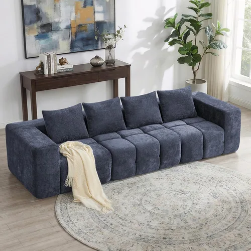 Miniatura 10 de Sofá biplaza modular sin huesos de 78.7 pulgadas, sofá de nube copetudo con asiento profundo, sofá de felpilla para sala de estar, sofá comprimido