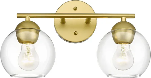 Miniatura 17 de Emak WS114-GD-ML-2PK - Moderno paquete de 2 apliques de pared de globo, luz dorada con pantalla de vidrio de leche para baño, sala de estar, fotos