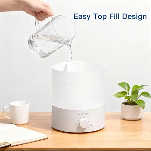Miniatura 7 de MEGAWISE - Humidificador elegante de 1,5 L para dormitorio, bebé, planta, humidificadores ultrasónicos de bruma fresca de 24 dB, luz nocturna