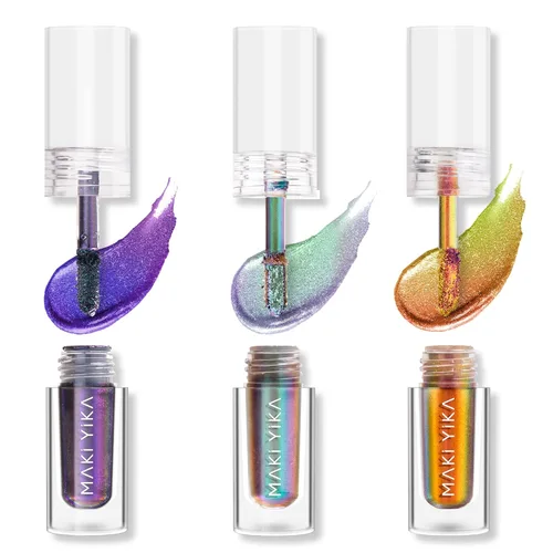 Miniatura 13 de Maki Yika Sombra de ojos líquida con brillo Ojos de camaleón metálicos Sombra de ojos multicolor cambiante de larga duración Sombra de ojos Aurora