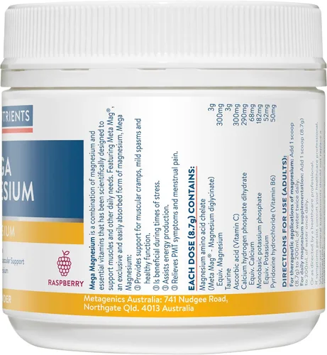 Miniatura 4 de Ethical Nutrients MEGAZORB Mega Magnesio Polvo Frambuesa 7.05 oz