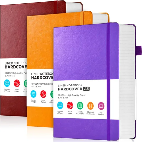 Miniatura 25 de FOCUS DAY Cuaderno de Cuero con Páginas Rayadas, 320 Páginas Cuaderno de Tapa Dura para Escribir y Tomar Notas para Mujeres y Hombres, B5