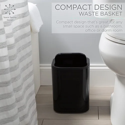 Miniatura 4 de Bath Bliss Paquete de 2 cubos de basura acrílicos de 8 L Dimensiones: 7.5 x 7.5 x 10 pulgadas Blanco Contemporáneo Tapa oscilante 8 litros