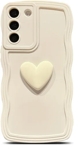 Miniatura 22 de Funda para Samsung Galaxy S22 para mujer, linda funda Kawaii 3D Love Heart color sólido rizado ondulado lente de cámara cubierta a prueba de golpes