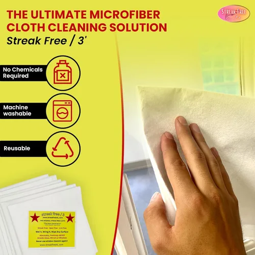Miniatura 6 de Paquete de 6 paños de limpieza de microfibra "As Seen On TV" – Paños de 16 x 16 pulgadas sin pelusa para vidrio, ventanas y automóviles – Toallas