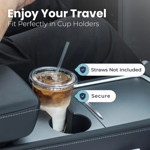 Miniatura 6 de Fit Meal Prep Paquete de 100 vasos de plástico transparente de 20 onzas con tapas planas, tazas desechables para café helado, sin BPA, taza