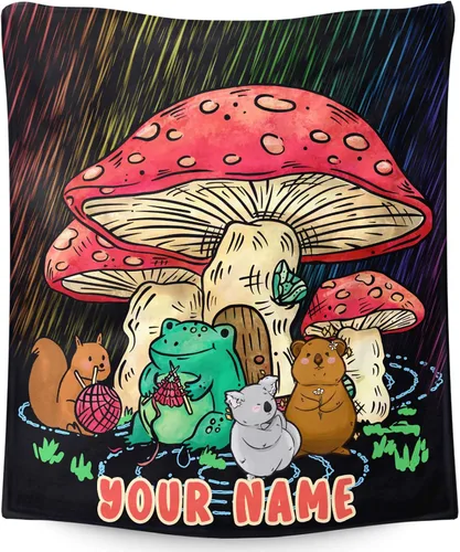 Miniatura 12 de Manta pequeña de marihuana de marihuana de hongos, 50 x 40 pulgadas, para mujeres y hombres, manta de felpa suave para cama, sofá, manta negra