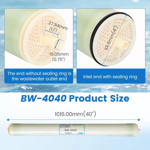 Miniatura 3 de BW-4040, Membrana RO de 10,16 cm x 101,6 cm para Desalinización de Agua Salobre, Membrana de Ósmosis Inversa BW 4040 para Toda la Casa, Agua