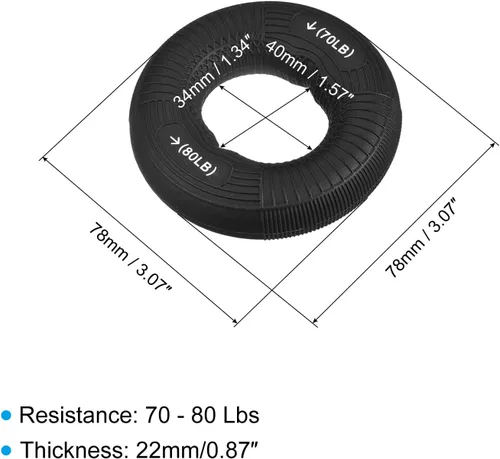 Miniatura 2 de uxcell Fortalecedores de agarre de mano, 3.07 pulgadas, 70-80 libras, anillos de silicona para dedos y antebrazos, entrenamiento de agarre para Negro