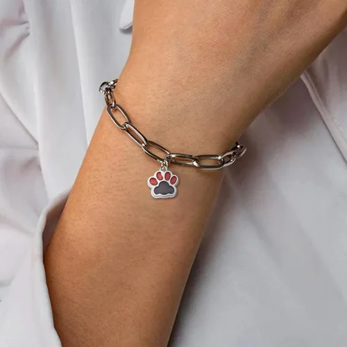 Miniatura 4 de FASHEWELRY Colgantes con estampado de pata, llavero de pata de perro, colgante de huella de animal con purpurina en polvo, aleación de esmalte