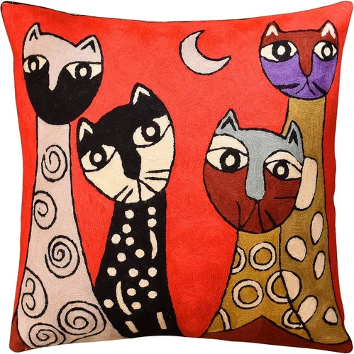 Miniatura 11 de Picasso - Funda de almohada de gato morado, almohada bordada a mano, cojín abstracto de gato, cara de gato en almohada, almohadas decorativas