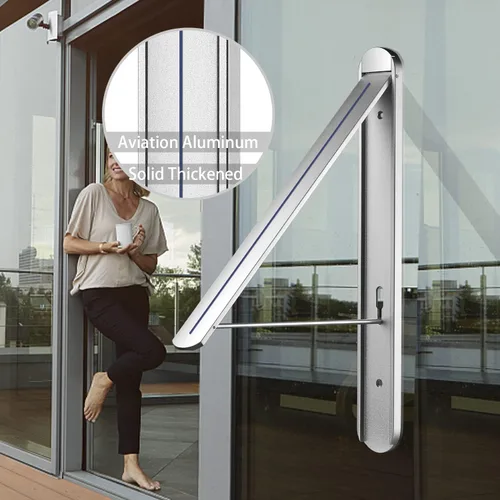 Miniatura 5 de Tendedero plegable para interiores y exteriores, universal, montado en la pared, estante de secado retráctil para ropa para lavandería, organización
