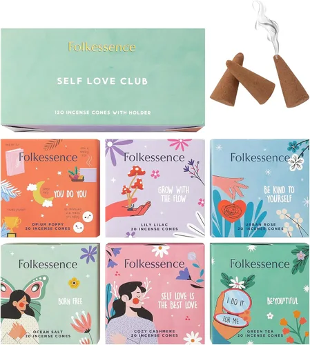 Miniatura 10 de Folkulture Conos de Incienso Perfumados Juego de 6 (120 Conos) con Porta Conos de Incienso Incienso de Lavanda, Palo Santo, Incienso de Sándalo